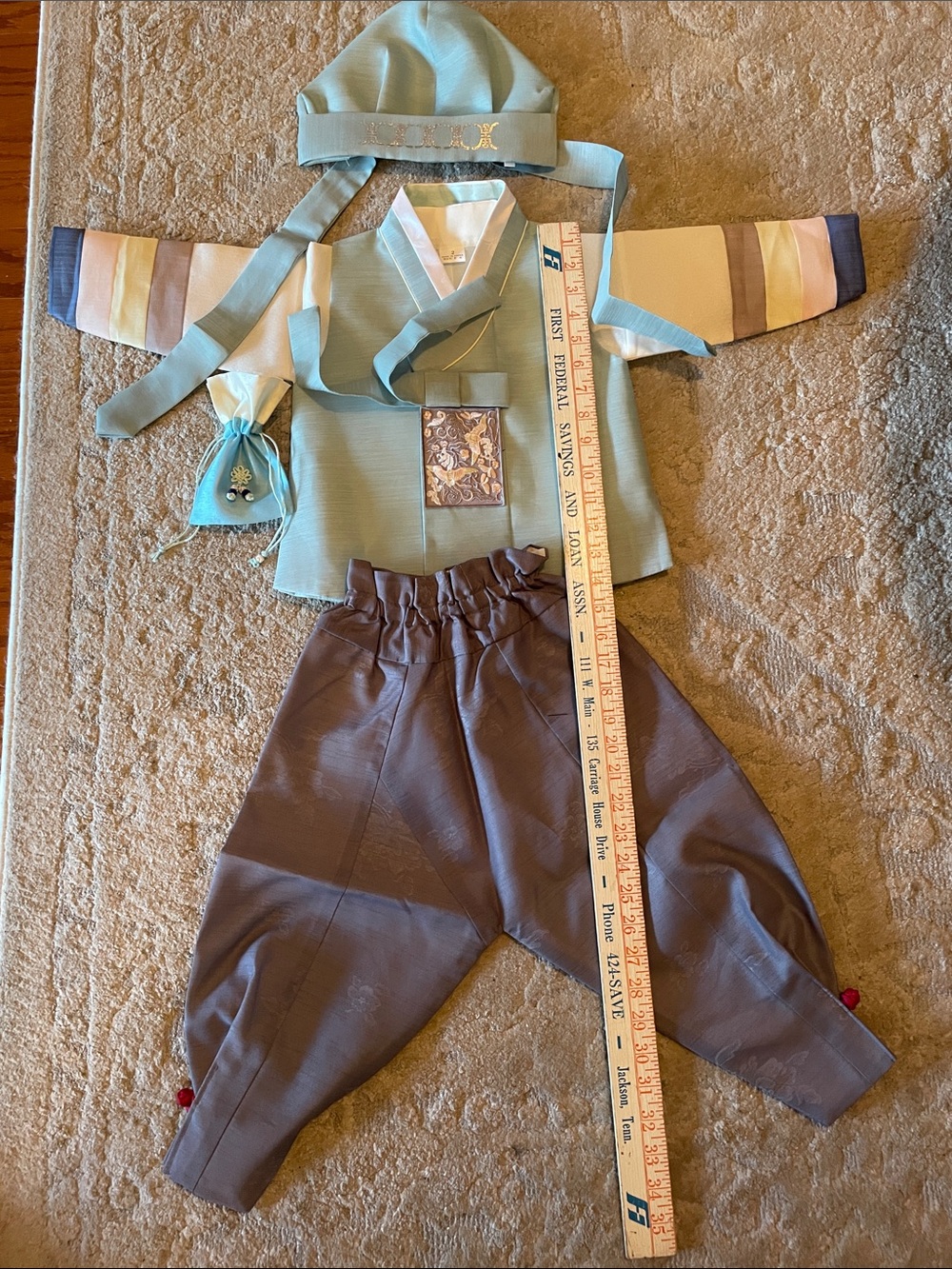Traditional Kids Korean Hanbok- Seasonal Costume Set in Light Blue